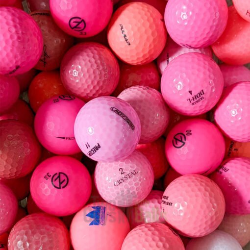 pink used golf balls mix